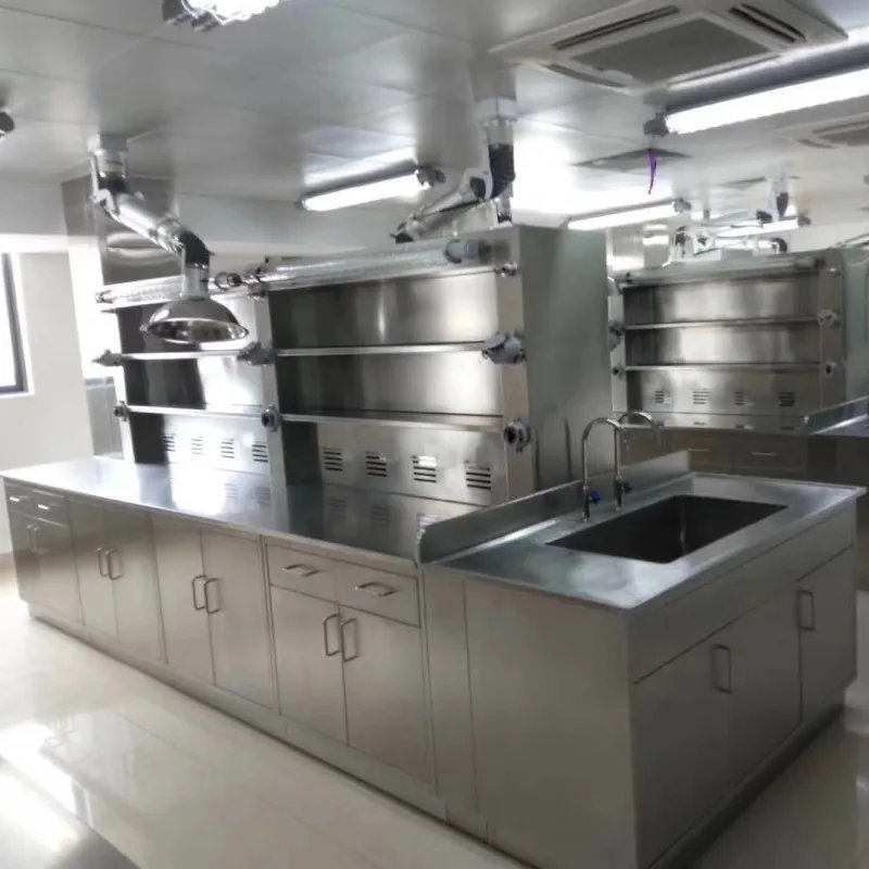 Cashework de laboratori metàl·lic i banc de laboratori amb tapes d'acer inoxidable